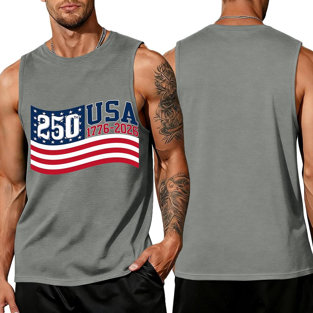Men's Sleeveless Tank Top Loose Fit Casual Summer Daily Wear Printed Sleeveless Shirt Lightweight Breathable Fabric