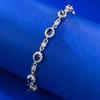 Zhuozhifan S925 Sterling Silver Simulated Sapphire & Diamond Oval Bracelet for Women, Adjustable, Chinese Style.