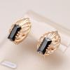Rose Gold Color Earrings For Women Simple Square Black Natural Zircon Earrings High Quality Daily Fine Jewelry
