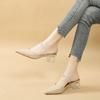 Summer new Korean version pointed transparent with pearl bag head thick heel women cool slippers fashion casual high heel slippers women