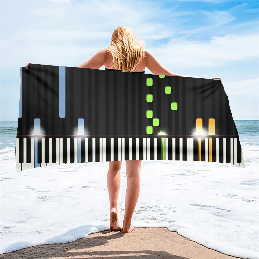 

Melodic Piano Bath Towel - Musical Notes Design, Soft Absorbent, Perfect for Music Lovers, Adds Harmony to Your Beach Days 80x160cm