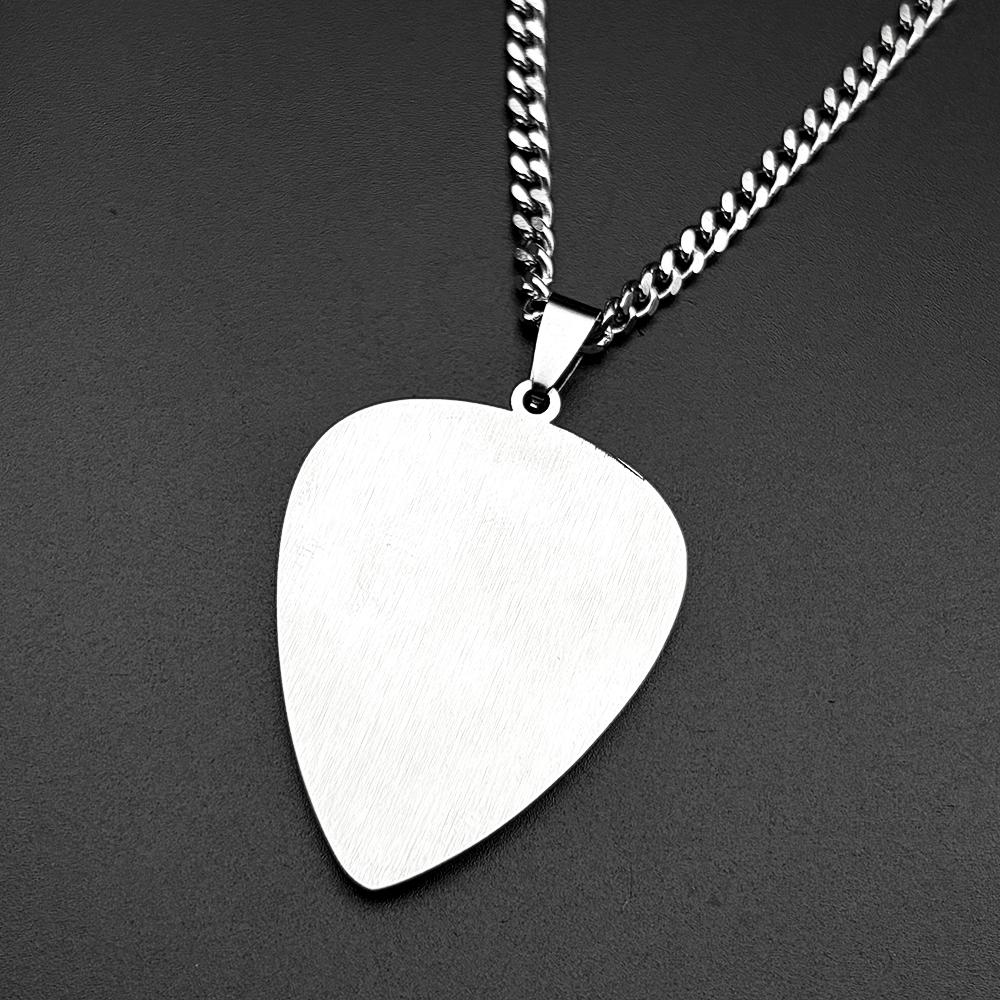 Hiphop Guitar Pick Sound Wave Chain Necklace For Women Men Stainless Steel Silver Musical Rock Punk Jewelry