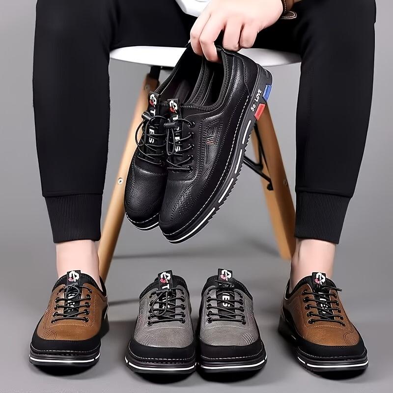 Men'S Plus Size Color Block Dress Shoes - Breathable Non-Slip Rubber Sole, Stylish Lace-Up Design for Business & Casual Wear, Comfortable EVA Insole