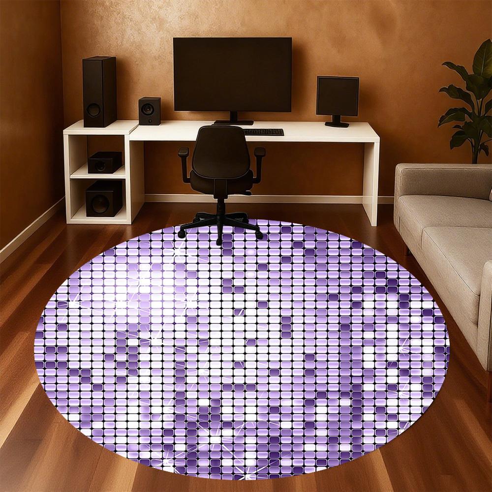 1pc Disco Tiles Round Chair mat Area Rug - Non-Slip, Floor Mat for Office, Bedroom, and Indoor Decor c1125180