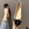 Large size bow single shoes women's new round head one pedal fashion color matching women's single shoes women's shoes