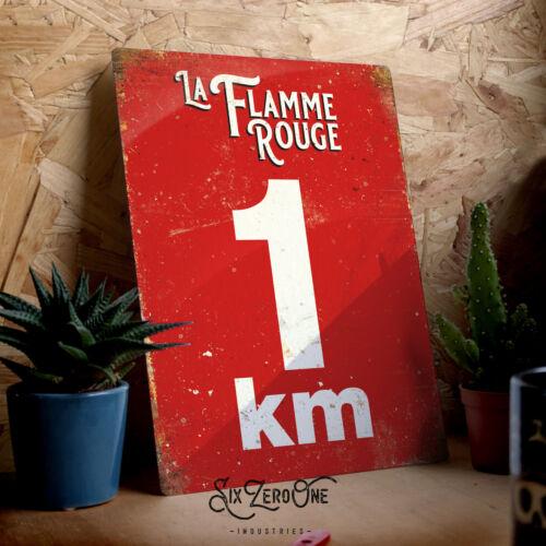 FLAMME ROUGE 1km Metal Sign Man Cave Bar VintageTour Finish Sprint CyclingAluminum 30x40cm(11.8x15.7inch)