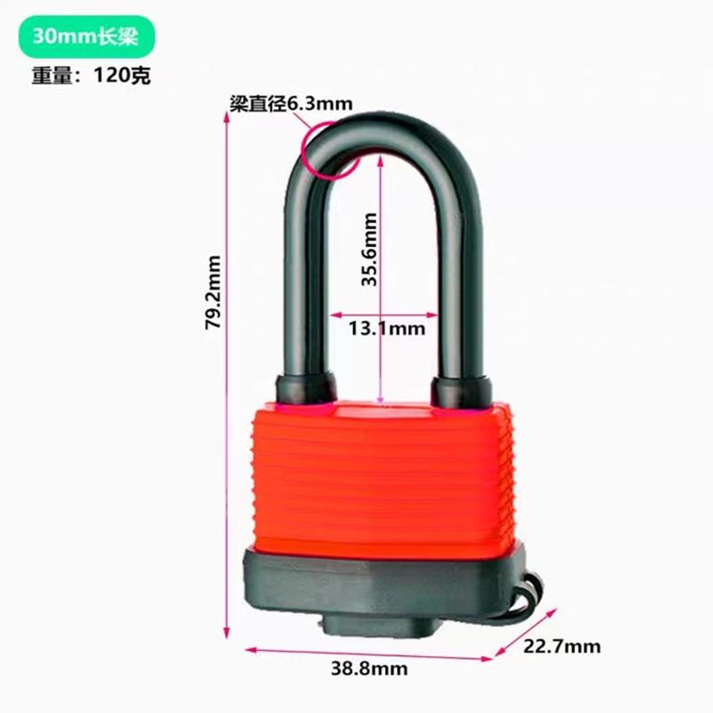 

Security Iron Padlock Outdoor Long Shackle Lock Strong Steel Padlock with Pvc Protective Cover Waterproof & Dustproof Lock