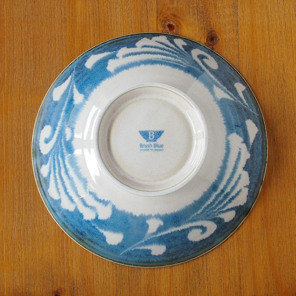 Awasaka Arabesque Salad Diameter X Height Microwave and Dishwasher Made In "Brush Blue" Bowl/Noodle Bowl, 25.5cm 7.5cm, Safe, Japan, MN-857
