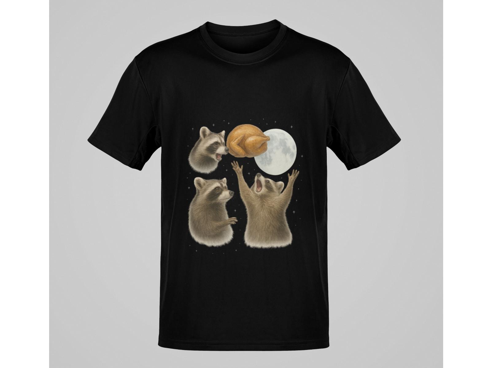 Three Raccoons Turkey Moon Shirt | Hilarious Animal Meme Tee M