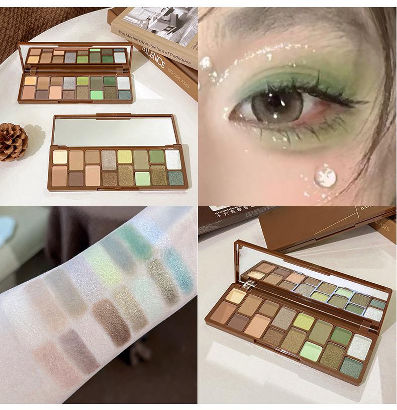 

Палетка теней для век в 16 цветах в земляных тонах с мерцающими и матовыми оттенками