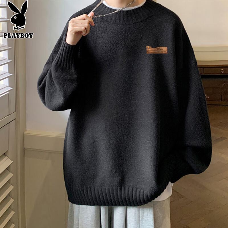 

PLAYBOY Men s Loose Fit Round Neck Knit Sweater 2XL