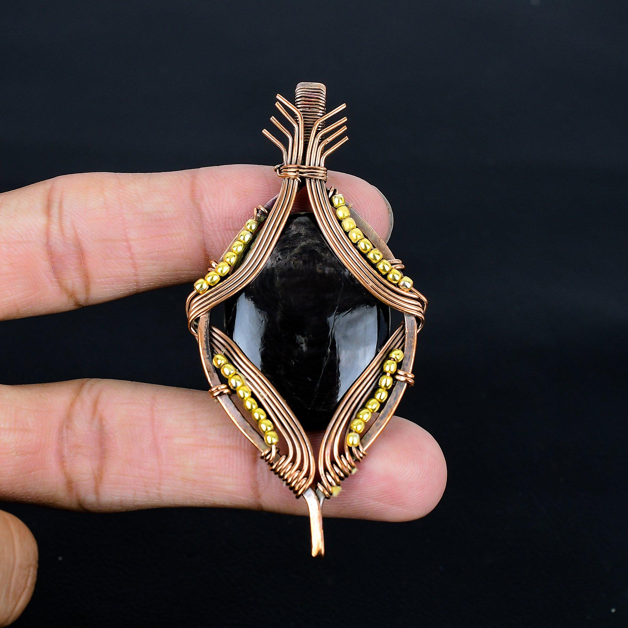 

Hypersthene 999 Copper Wire Wrapped Pendant, Handmade Gemstone Jewelry Pendant Gift For Birthday 2.55 Inches