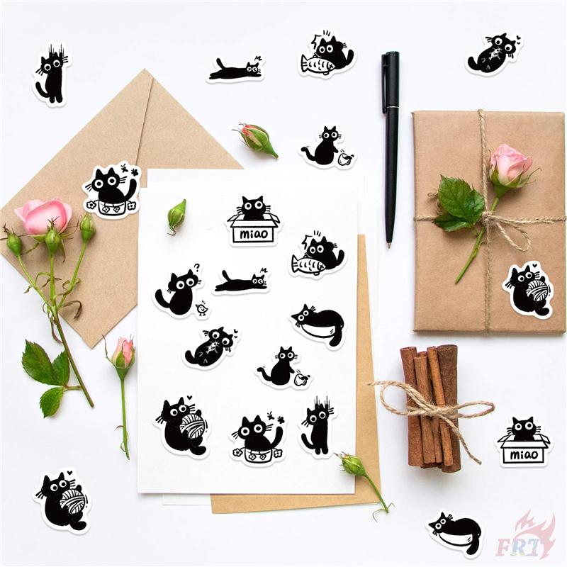 500Pcs/Roll Q Naughty Black Cats Kids Rewards Stickers - DIY Scrapbooks Album Decor Sealing Label Decals
