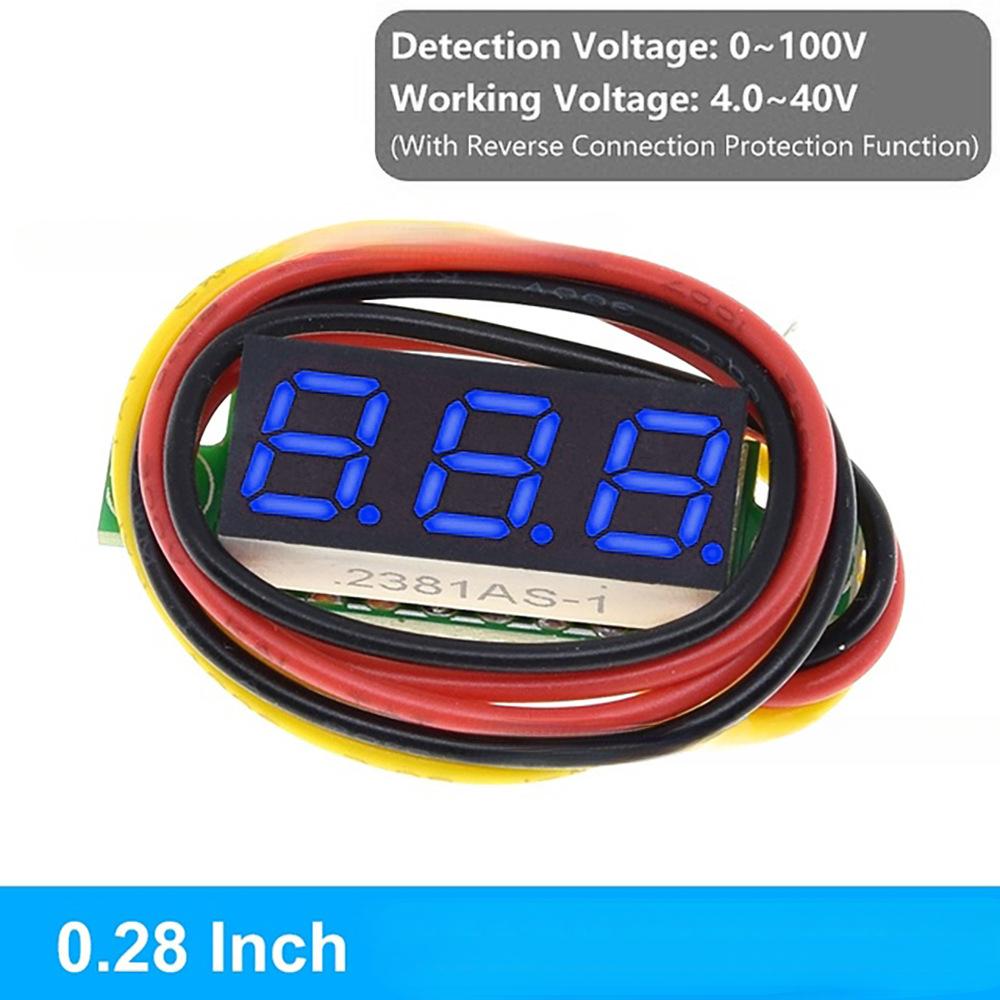 0.28 Inch 3-wire Digital DC Voltage Meter Head, Digital Display, Adjustable, Three-wire DC0-100V Battery Voltmeter