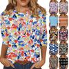 3/4 Sleeve Shirts For Women Cute Print Graphic Tees Blouses Casual Plus Size Basic Tops Pullover