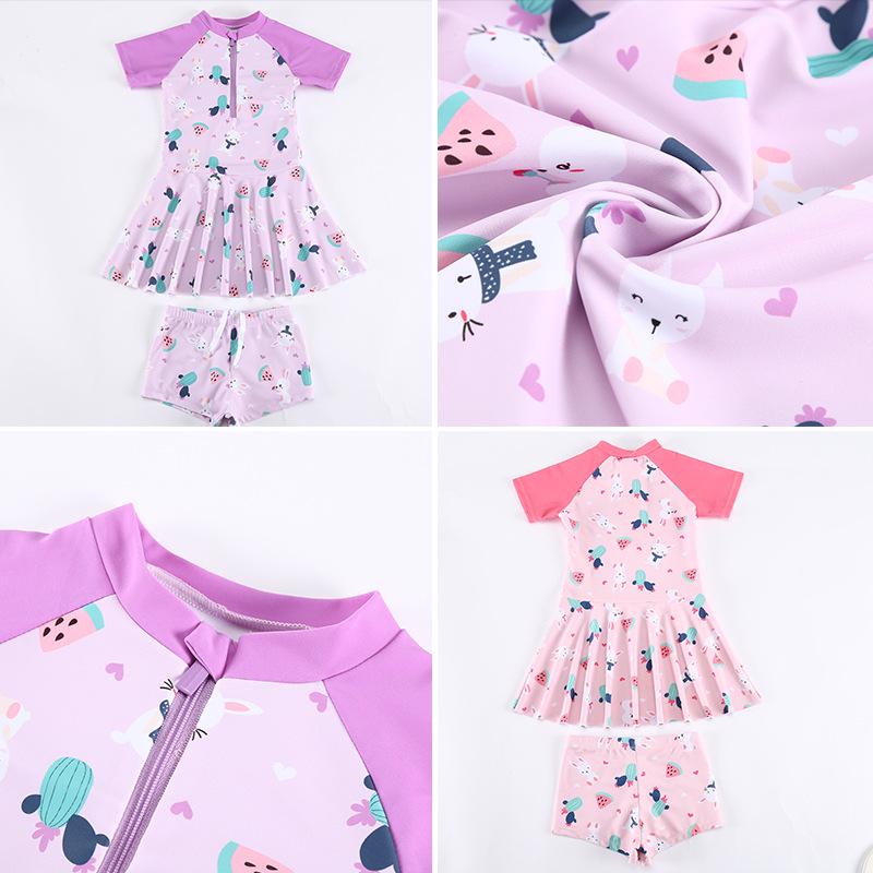 Korean Style Cartoon Swimsuit for Kids - One-Piece or Toddler Two-Piece Options