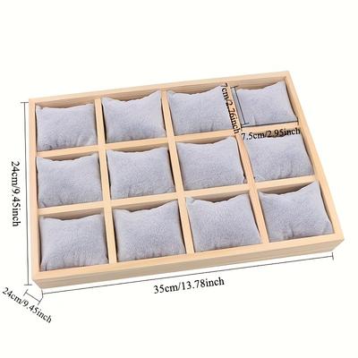 1pc 12-Slot Wood Watch & Jewelry Organizer, Velvet-Lined Storage Box for Bracelets/Watches, Gift for Christmas/Valentine's Day