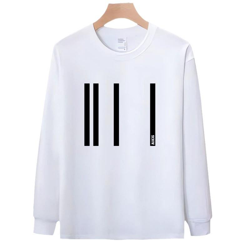 Trendy Brand Threaded Cuffs Long-Sleeved T-Shirt Pure Cotton Men'S Bottoming Shirt Trendy Autumn And Winter Men'S And Women'S Tops