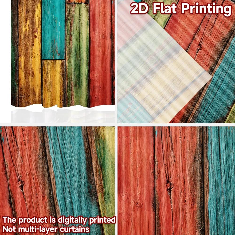 Flat Printing Curtain Colorful Wooden Panels Digital Printed Polyester Drapes Holiday Decorations Perfect Po Curtains Set Of 2 Made