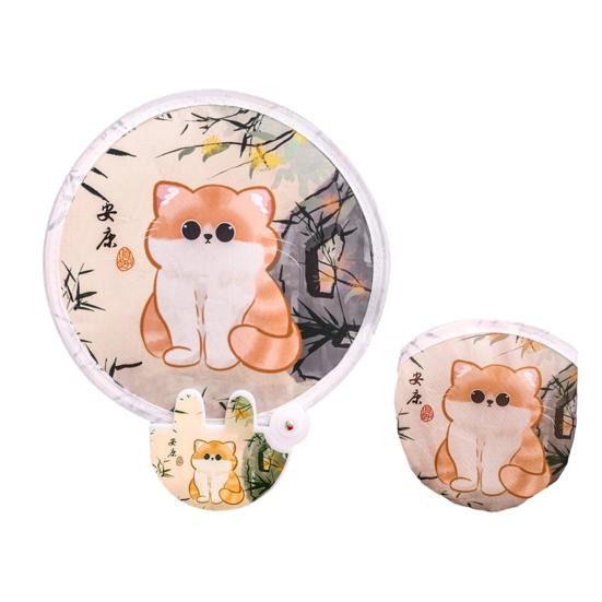 Cartoon Faltbarer Runder Fächer mit Fotografie-Reflektor Tragbar Leicht Taschenformat Outdoor Reise Camping Picknick Sommer Handfächer