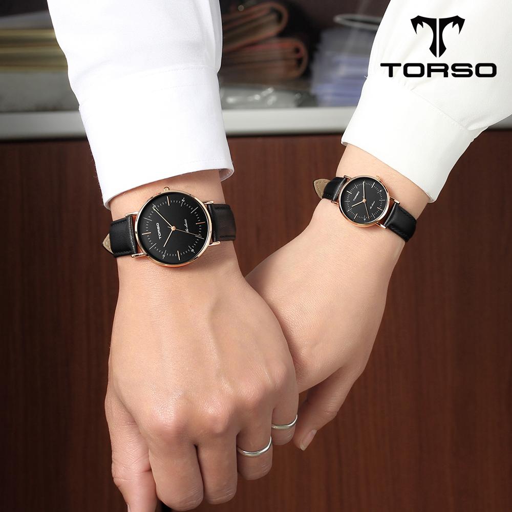 Toleuso T41L-Rbbk The Classic Quartz Couple Watch Men'S & Women'S Leather Watch