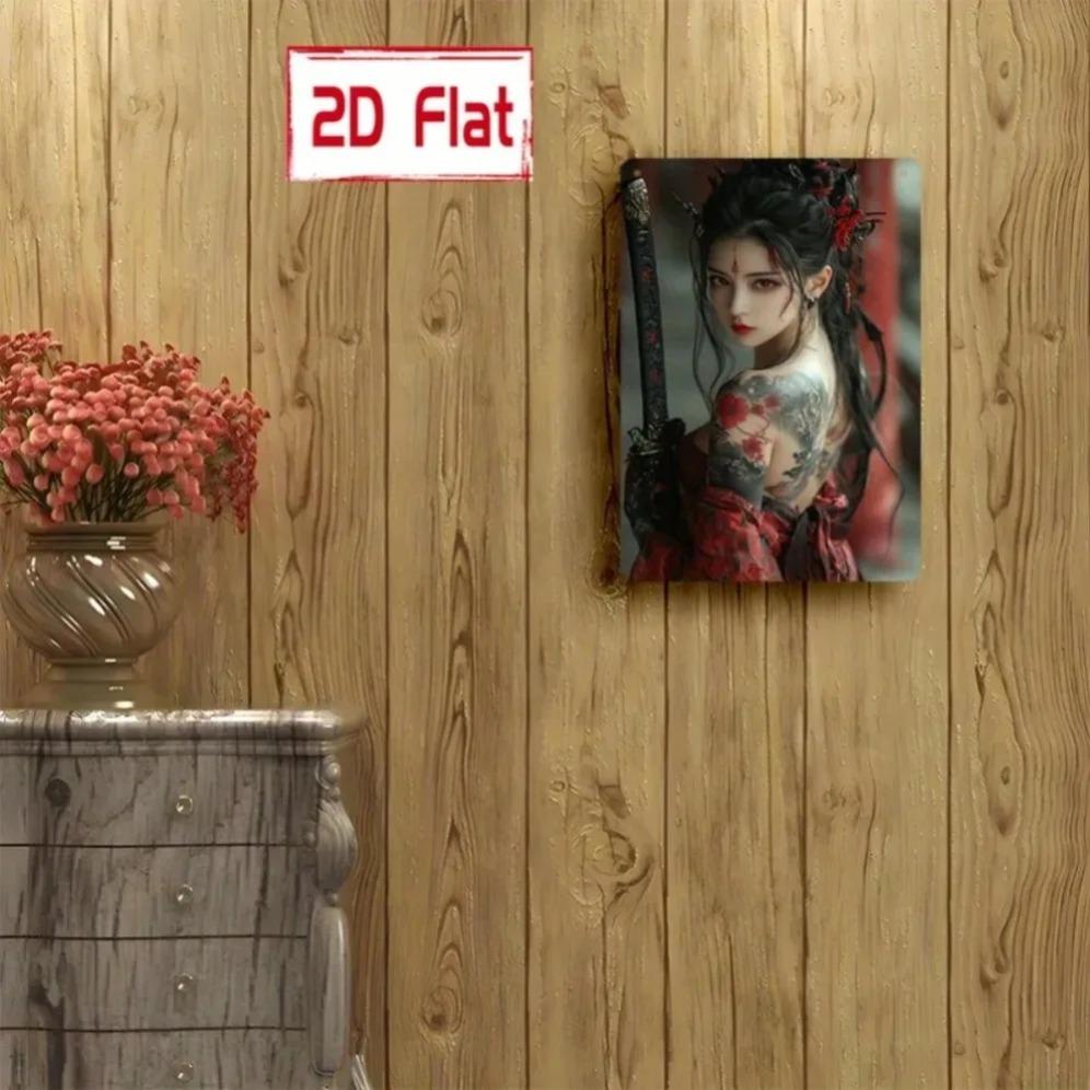 Vintage Sword Tattoo Lady Metal Wall Art Plaque 8x12 Inch Home Decor