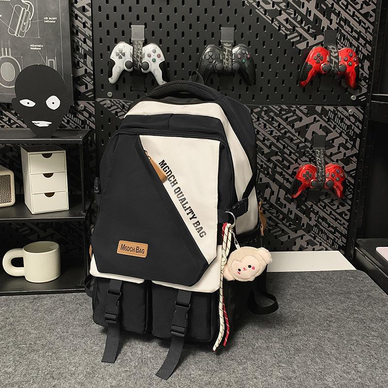 New high-value trendy and cool contrasting backpack, couple light travel, large-capacity backpack