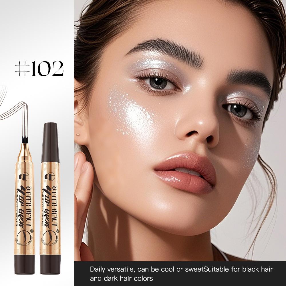 Makeup black technology has distinct roots and long-lasting styling, natural waterproof, wild water-based 4-fork eyebrow pencil