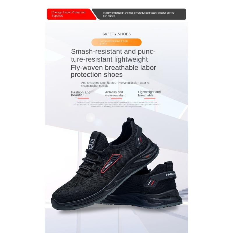 Latające Tkane Oddychające Buty Ubezpieczeniowe Pracy, Modne Buty Robocze Antyprzeciążeniowe i Antyprzebiciowe, Wodoodporne i Bezpieczne Buty