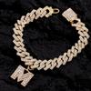 Bling Iced Out A-Z Letter Initial Cuban Link Chain Anklets For Women Hip Hop Chunky Cuban Anklet Bracelet Beach Barefoot Jewelry