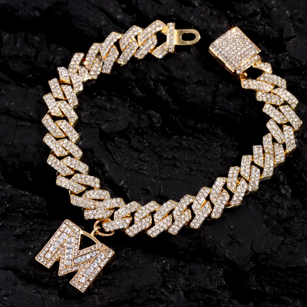 Bling Iced Out A-Z Letter Initial Cuban Link Chain Anklets For Women Hip Hop Chunky Cuban Anklet Bracelet Beach Barefoot Jewelry