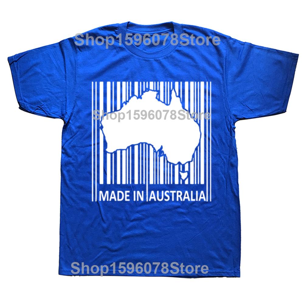 Funny Made In Australia Barcode Aussie Map T Shirts Men Women Cotton Humor Australian Tee Short Sleeve Unisex Loose Clothing