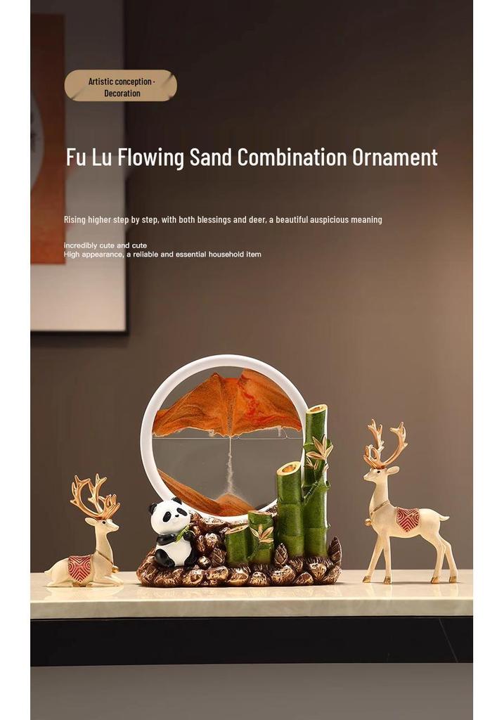 Bamboo Panda Decorative Ornament for Living Room, Office, or Entryway