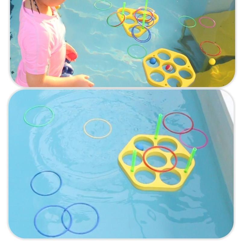 EVA Floating Foam Rings Throw Pool Game Toy with Balls Floating Foam Rings Toy with Balls for Kids Adults Outdoor Party