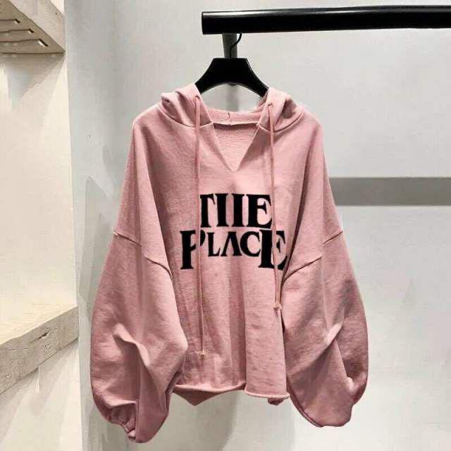 Korean Style Loose Lantern Sleeve Lightweight Plus Size Hooded Jacket for Women