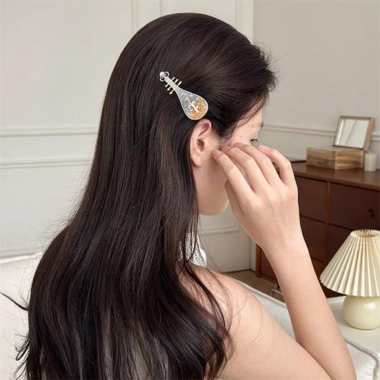 1/4Pcs Women Hair Clips Faux Pearl Decorations Floral Design Secure Fit Hair Pins Lute Shape Hairpins Formal Hairstyle Accessories