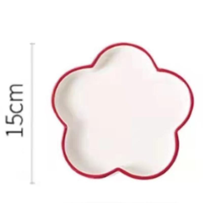 

Керамическая тарелка в форме цветка – блюдо для десерта и фруктов Red Edge для дома C