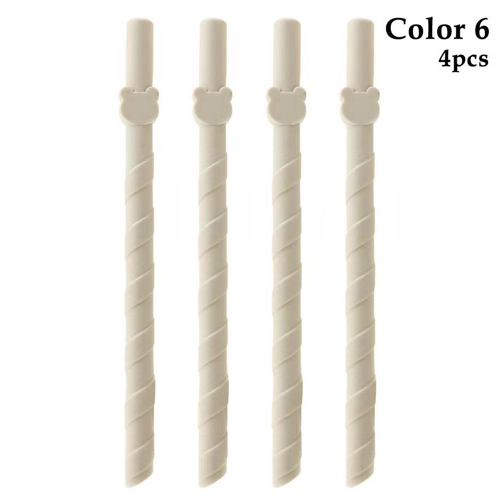4Pcs Children's Milk Tea Straight Straws Food Grade Reusable Straws Creative Silicone Straws
