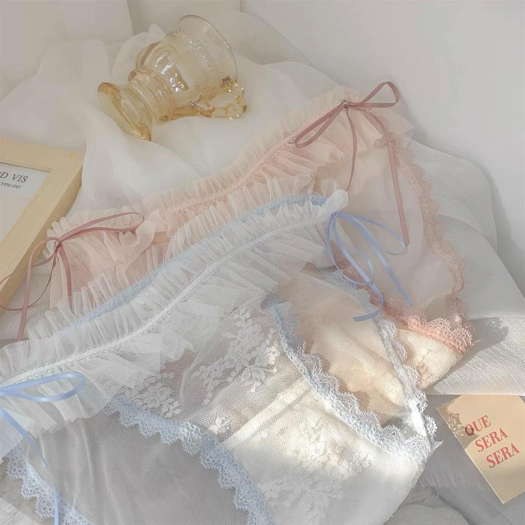 Sweet Style Mesh Lace Panties - Low Waist, Pure Cotton Crotch, Summer Sexy Briefs