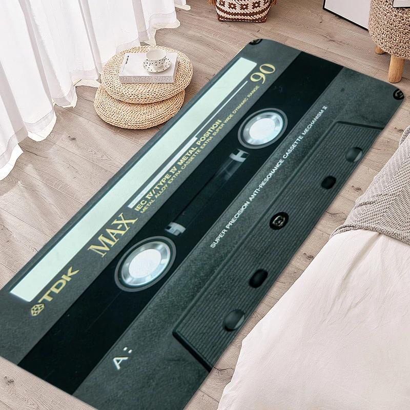 

Коврик для спальни Винтажная кассета Музыкальная лента Коврик для ванной Противоскользящий Коридор Веранда Спальня Напольный ковер Забавный придверный коврик 40x60cm16x24in