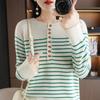 Crew Neck Bottoming Shirt Women's Autumn and Winter Loose and Versatile Sweater Striped Skin-friendly Warm Top