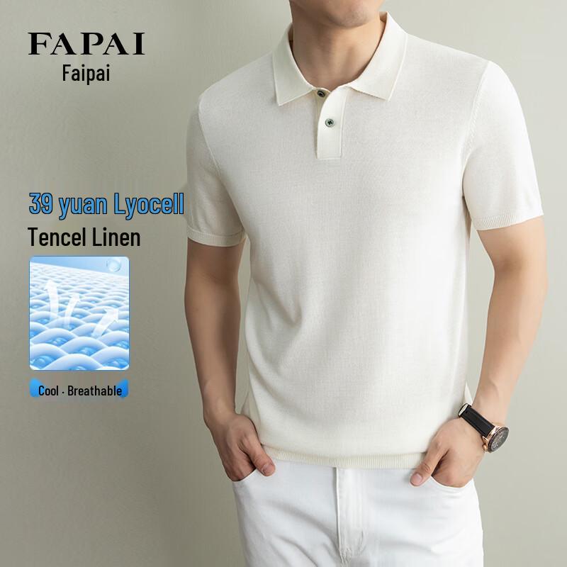 

FAPAI Men s Tencel Linen Blend Knit Polo Shirt 2XL
