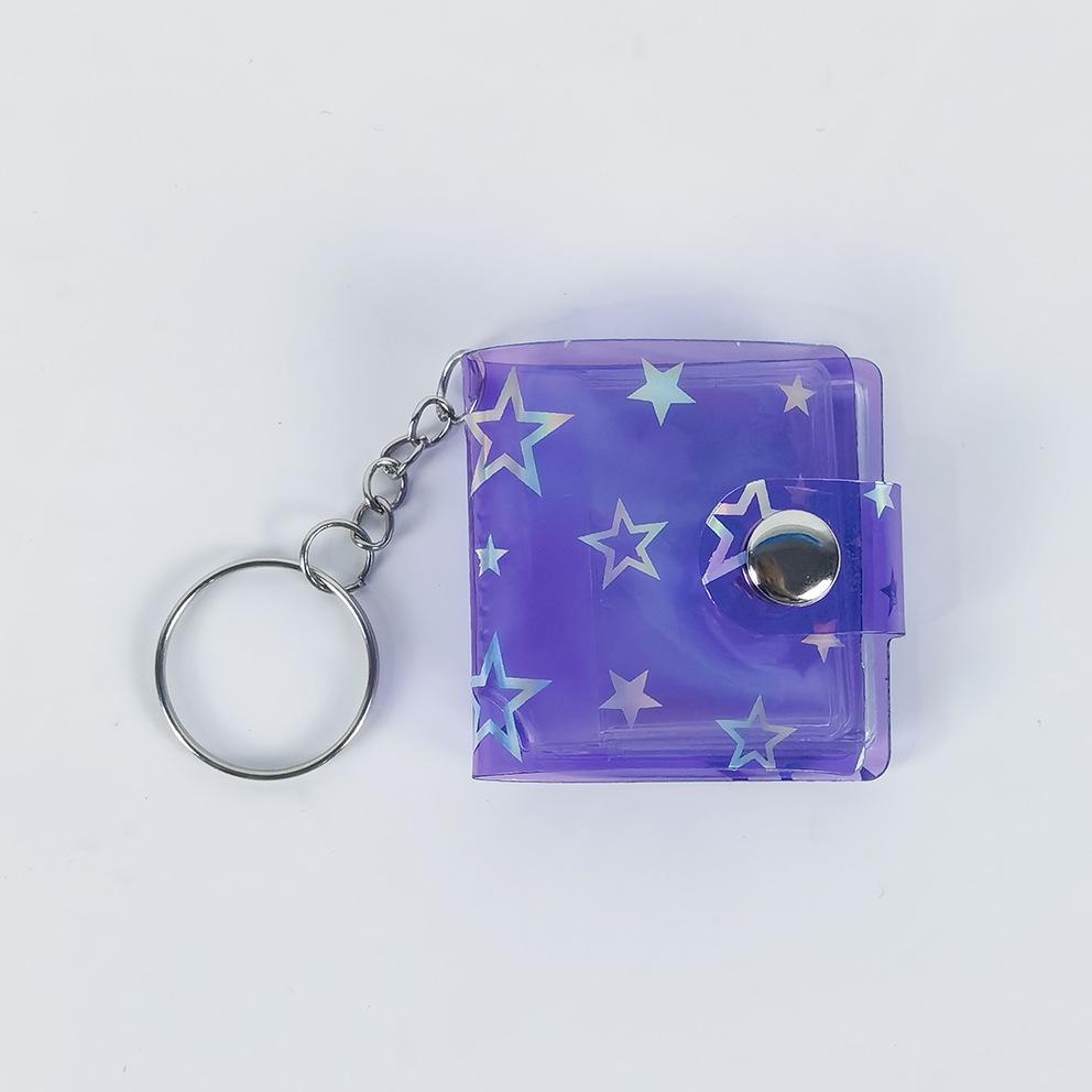 Mini 1-2 Inch Photo Album with Keychain and Stickers for Children's Memories
