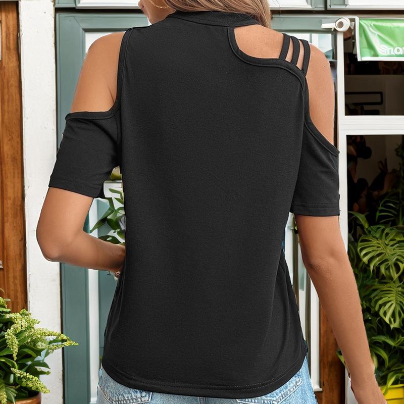Sommer Damen T-Shirt Bequemes Lässiges Rundhals Einfarbig Kurzarm Top