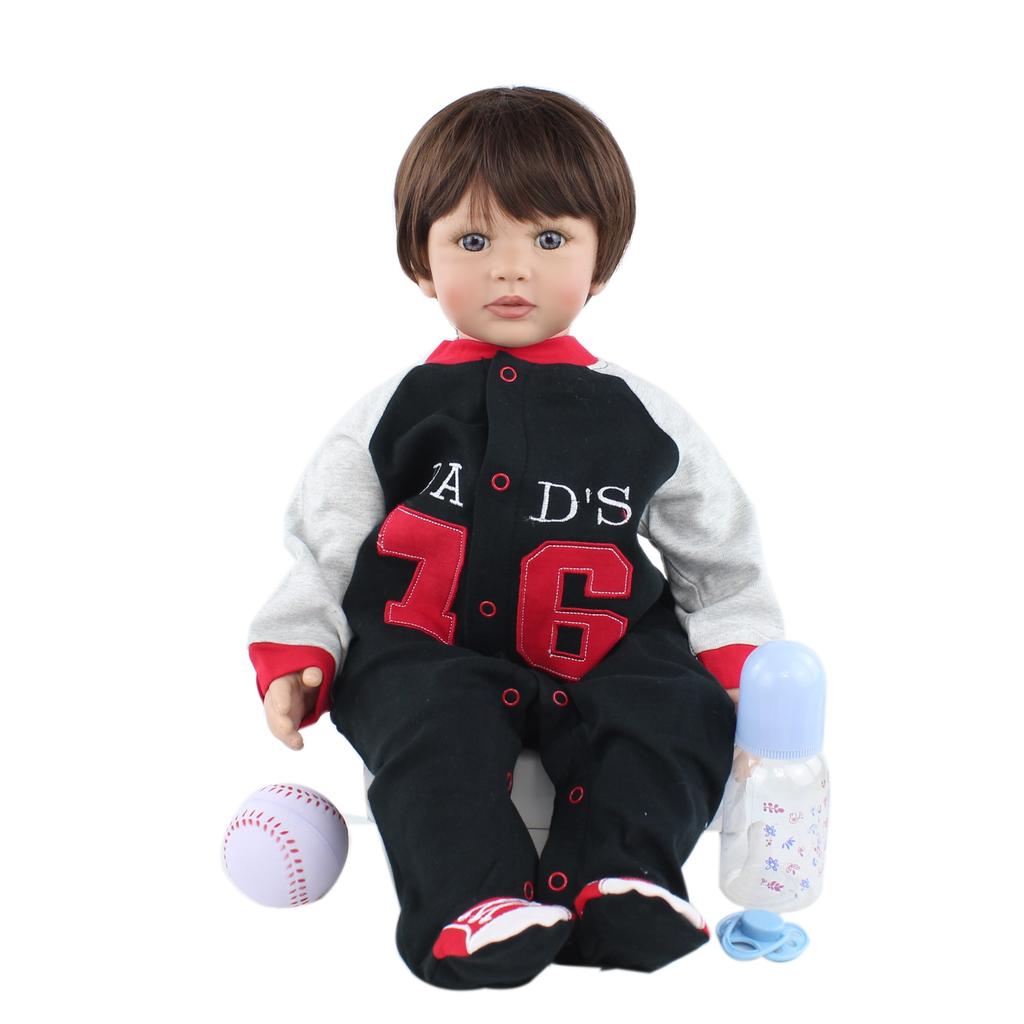 BZDOLL 60cm Reborn Baby Boy Doll for Girl and Boy Growth Partners (Cloth Body, Soft Silicone Limb) Lifelike 24 Inch Toddler Alive Bebe