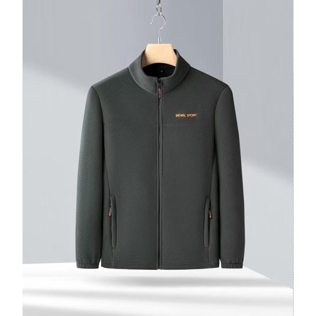 Men's Plus Size Stand Collar Fleece Jacket - Loose Fit for Spring and Autumn