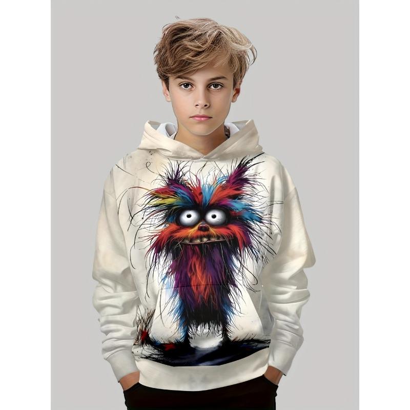 Jungenbekleidung Kawaii Katzenmuster Herbst Kapuzenpullover Lässige Mode 3-14J Sweatshirt für Jungen Outdoor Bequeme Kinderbekleidung