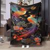 Pc Vibrant Koi Fish Floral Print Flannel Blanket Soft Warm AllSeason Throw for Sofa Bed or Camping