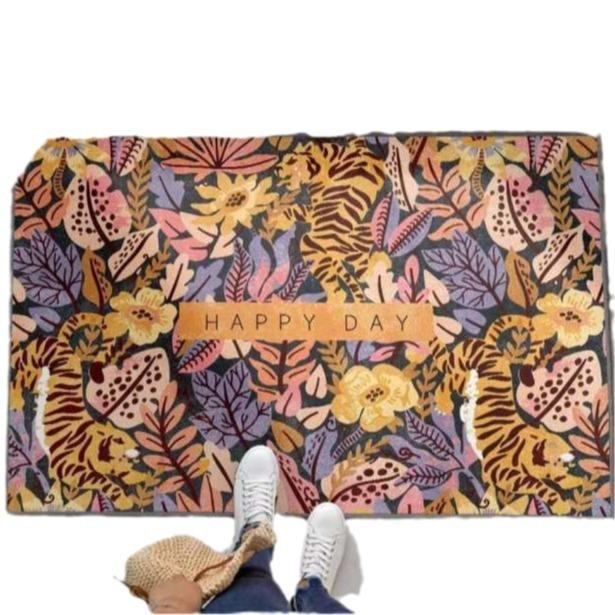 Plant Flower Crystal Velvet Mat Bathroom Absorbent Non-slip Mat Toilet Dirty Mat Entry Door Mat