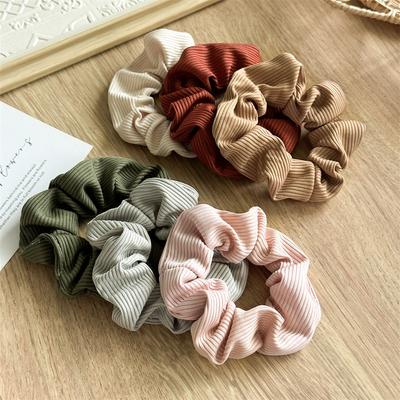 Women Girls Kids DIY Scrunchies Ponytail Holder Hair Ties Knitted Hair Rope High Elastic Rubber Bands Striped Hair Accessories